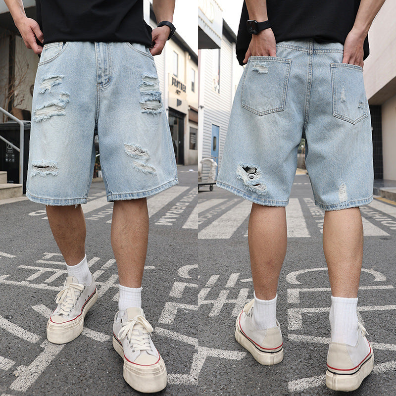 Ripped Denim Shorts Loose Casual Distressed